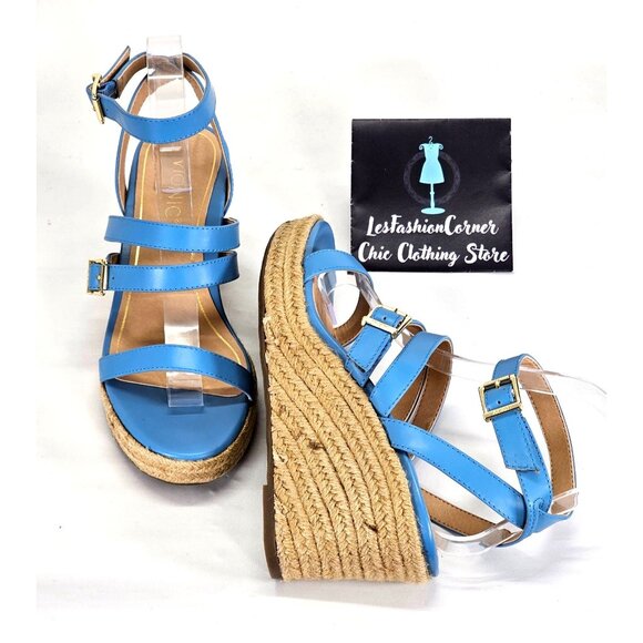 NWOB Vionic Women's Sabina Blue Strappy Wedge Espadrille Sandals Sz 8 037 - Picture 11 of 16